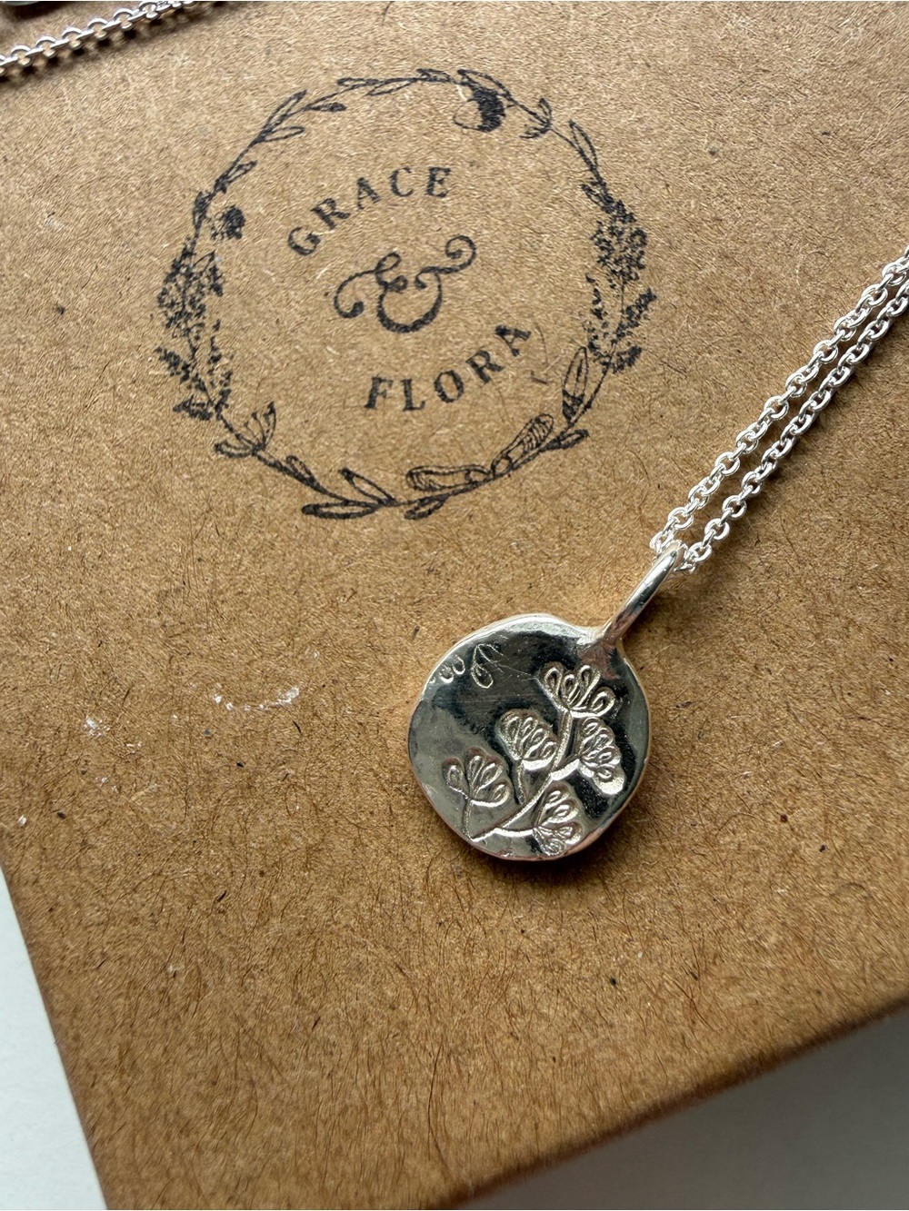 Grace and Flora Sterling Silver Floral Pendant Necklace